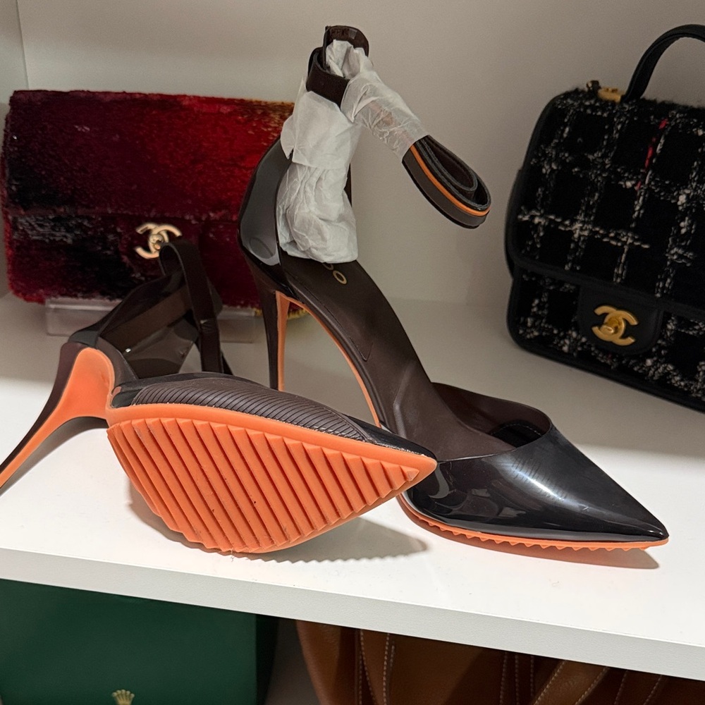 Modern, Chic and Edgy  Brown and Orange Women's Heels
